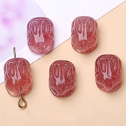 Клубничный Кварц Натуральный кварцевый кварц, кролик, 15x11x9 мм