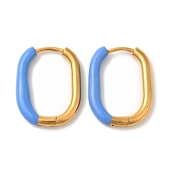 Синий 304 серьги-кольца из нержавеющей стали и эмали для женщин, прямоугольные, золотые, синие, 20.5x16x3 мм