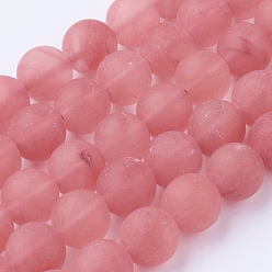 Other Watermelon Stone Glass Watermelon Stone Glass Bead Strands, Frosted, Round, 10~10.5mm, Hole: 1.5mm, about 38pcs/strand, 15.3 inch(39cm)