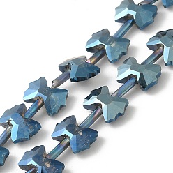 Стально-синий Гальванические стеклянные бусины, с половиным покрытием, граненые, бантом, стальной синий, 10x7x3.5 мм, отверстие : 0.9 мм, около 49~51 шт / нитка, 18.90~20.47 дюйм (48~52 см)