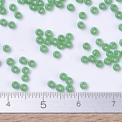 (RR646) Dyed Dark Mint Green Silverlined Alabaster MIYUKI Round Rocailles Beads, Japanese Seed Beads, (RR646) Dyed Dark Mint Green Silverlined Alabaster, 11/0, 2x1.3mm, Hole: 0.8mm, about 1100pcs/bottle, 10g/bottle