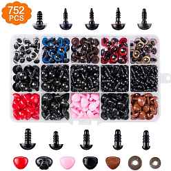 (52) Непрозрачная лаванда Пластиковые безопасные глаза и нос для корабля, с шайбами, для поделок куклы игрушки кукольные плюшевые животные изготовление, разноцветные, 99x167 мм, 752 шт / комплект