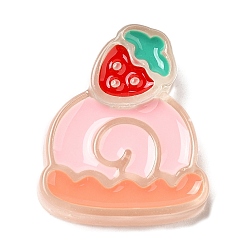 Food Decoden-Cabochons aus durchscheinendem Harzimitat für Lebensmittel, mit Emaille, Erdbeerkuchenrolle, Lebensmittel, 25x21.5x6 mm