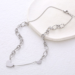 Нержавеющая Сталь Цвет Ожерелья с подвесками в форме сердца из нержавеющей стали для женщин, цвет нержавеющей стали