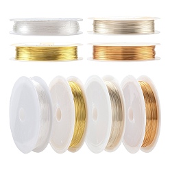 Mixed Color DIY Jewelry Making Kits, 3 Rolls Copper Jewelry Wire & 2 Rolls Elastic Crystal Thread, Mixed Color, 5 rolls/bag