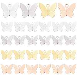 Gemischte Farbe 40 Stk. 4 Farben Messing Charms, langlebig überzogen, Schmetterling, Gemischte Farbe, 11x13x3.5 mm, Bohrung: 1.6 mm, 10 Stk. je Farbe