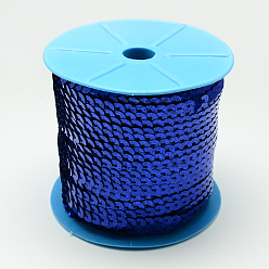 Синий Бусины с пайеткой из экологически чистого пластика, блестки бисер, Аксессуары для орнаментов, плоско-круглые, синие, 6 мм, около 100 ярдов / рулон