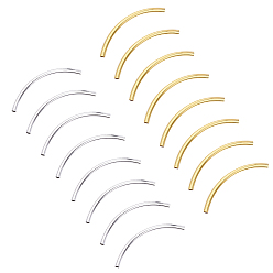 Mixed Color Curved Brass Tube Beads, Mixed Color, 50x3mm, Hole: 2mm, 2 colors, 50pcs/color, 100pcs/box