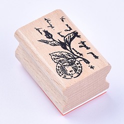 Bois Solide Timbres en bois, rectangle avec fleur, burlywood, 40x27x25mm