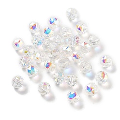Прозрачный АВ Гальванические круглые стеклянные бусины, с покрытием AB цвета, граненые, ясно AB, 8 мм, отверстие : 1.4 мм