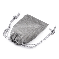 Gray Rectangle Velvet Pouches, Gift Bags, Gray, 7x5cm