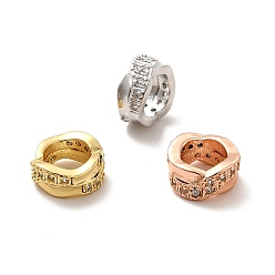 (52) Непрозрачная лаванда Реечное покрытие латунь микро паве кубический цирконий европейские бусины, бусины с большим отверстием, долговечный, без свинца и без кадмия, разноцветные, 8x4 мм, отверстие : 5 мм