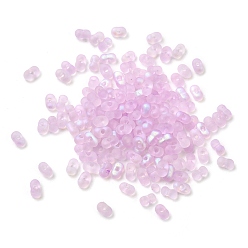 Лиловый Стеклянный матовый бисер, арахис, с покрытием AB цвета, сирень, 6x3.5x3 мм, отверстие : 1 мм, около 100 шт / упаковка