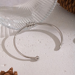 Нержавеющая Сталь Цвет 304 женские браслеты с открытыми манжетами из нержавеющей стали, цвет нержавеющей стали, внутренний диаметр: 2.40 дюйм (6.1 см)