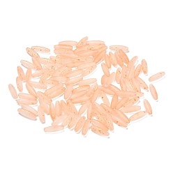 Персиковый Слойка Матовые стеклянные бусины, рис, золотой фольгой, розовые, 21.5x6.5 мм, отверстие : 1.4 мм, Около 915 шт / 1000 г