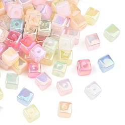 (52) Непрозрачная лаванда Непрозрачные акриловые бусины с УФ-покрытием, радужный, кубические, разноцветные, 8.5x8.5x8.5 мм, отверстие : 2.5 мм