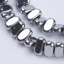 Platinum Plated Electroplate Non-magnetic Synthetic Hematite Beads Strands, Rectangle, Platinum Plated, 8x4x2mm, Hole: 1mm, about 98~102pcs/strand, 15.5 inch(39.5cm)
