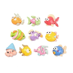 (52) Непрозрачная лаванда Непрозрачные кабошоны из смолы, рыба и осьминог, разноцветные, 16~22x18~23x7~9.5 мм