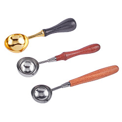 Mixed Color Wooden Handle Wax Sealing Stamp Melting Spoon, for Wax Seal Stamp Melting Spoon Wedding Invitations Making, Mixed Color, 103.5x34.5x10.5mm, 4pcs