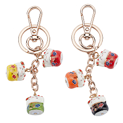 (52) Непрозрачная лаванда 2шт 2 цвета фарфоровый брелок-подвеска maneki neko lucky cat, брелок богатства по фэн-шуй, с железной фурнитурой, разноцветные, 11.7 см, 1 шт / стиль