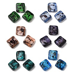 Mixed Color Handmade Gold Sand Lampwork Beads, Square, Mixed Color, 12.5x12.5x6~6.5mm, Hole: 1.8mm