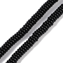 Черный Cмола бисер нитей, имитация драгоценных камней, рондель, чёрные, 6x2 мм, отверстие : 1.5 мм, около 190 шт / нитка, 14.96'' (38 см)
