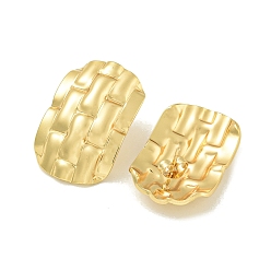 Золотой Овальные текстурные серьги-гвоздики из нержавеющей стали для женщин, золотые, 304 мм