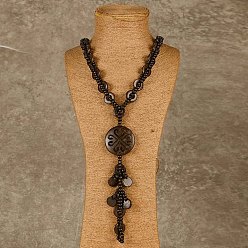 Кокосово-Коричневый Ожерелья в стиле бохо с подвесками и кисточками из натурального кокоса для женщин, кокосового коричневый, 32.28 дюйм (82 см)