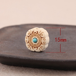 Blume Buchsbaumperlen, mit synthetischen Türkis, Blume, 16x16x9 mm