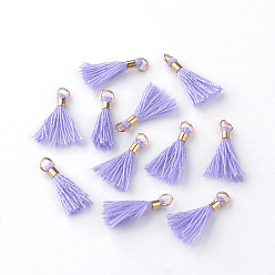 Лиловый Кулон с кисточкой из поликоттона (полиэстер), С несварными железными прыжковыми кольцами, золотые, сирень, 10~16x2 мм, отверстие : 1.5 мм