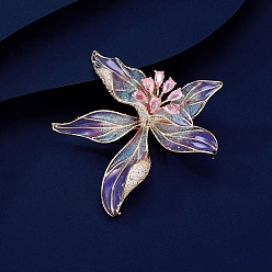 Средний Синий Шифер Эмалевые булавки в виде цветка ириса, Броши из сплава со стразами для рюкзака, с блеском порошок, средний грифельно-синий, 53x52 мм