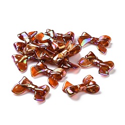 Sienna UV Plating Rainbow Iridescent Acrylic Beads, with Gold Foil, Bowknot, Sienna, 24x32.5x6.5mm, Hole: 2mm