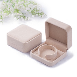 Бежевый Бархатная шкатулка для браслетов, квадратная шкатулка для драгоценностей, бежевые, 9x9x4 см