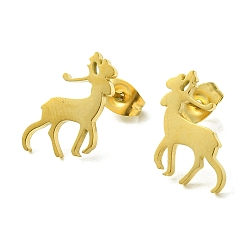 Олень Милая тема зверюшки 304 серьги-гвоздики из нержавеющей стали, олень, 14x10 мм