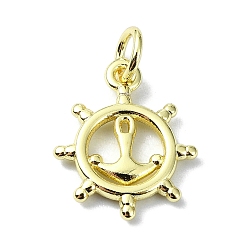 Anchor & Helm Латунные подвески, без кадмия, без никеля и без свинца, реальный 18 k позолоченный, якорь и штурвал, 15.5x12.5x1.5 мм, отверстие : 3 мм