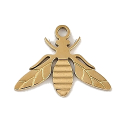 Bees Ионное покрытие (ip) 304 брелоки из нержавеющей стали, золотые, Пчелы, 9x11.5x0.8 мм, отверстие : 1 мм