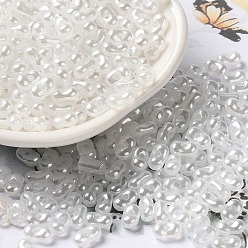 White Opaque Acrylic Beads, Pearlized, Beans, White, 6x3.5x3mm, Hole: 1.2mm, about 10000pcs/500g