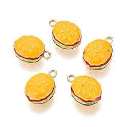 Золотистый Стеллаж покрытие сплава эмалью подвески, гамбургерные прелести, без кадмия, без никеля и без свинца, золотой свет, золотые, 13.5x9x6 мм, отверстие : 1.6 мм