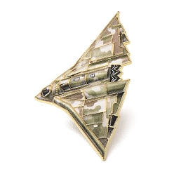 Yellow Green Stealth Bomber Enamel Pins, Golden Alloy Brooches for Backpack Clothes, Yellow Green, 20x38.5mm