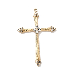 Настоящее золото 18K 304 подвески из нержавеющей стали, крестик, со стразами, ионное покрытие (ip), реальный 18 k позолоченный, 42.5x27.5x3 мм, отверстие : 1.5 мм