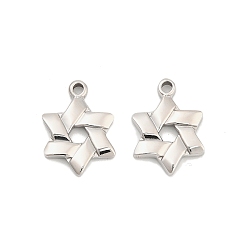 Нержавеющая Сталь Цвет 304 подвески из нержавеющей стали, гексаграмма, цвет нержавеющей стали, 16x11.5x2 мм, отверстие : 1.6 мм