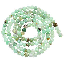 Бледно-Зеленый 1 нити натуральных бусин халцедона, граненые, круглые, бледно-зеленый, 3~3.5 мм, отверстие : 0.6 мм, около 132~137 шт / нитка, 14.84~15.51 дюйм (37.7~39.4 см)