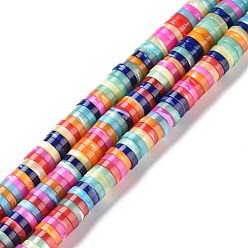 Разноцветный Природные trochid стеклянные бусы нити, окрашенные, плоско-круглые, красочный, 8x2~2.5 мм, отверстие : 1 мм, около 170~171 шт / нитка, 15.47~15.55 дюйм (39.3~39.5 см)