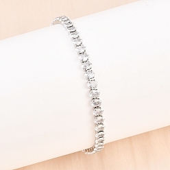 Прозрачный 316 браслеты-слайдеры из хирургической нержавеющей стали, с кубического циркония, прозрачные, 10-1/4 дюйм (26 см), ссылка: 5x4x3.5 mm