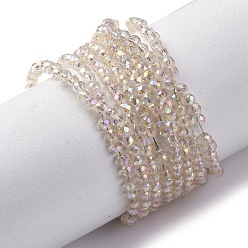 Льняное Полотно Прозрачные стеклянные бусины гальваническим пряди, круглые бусины нити граненые, белье, 2 мм, отверстие : 0.6 мм, около 194~195 шт / нитка, 14.17~14.49'' (36~36.8 см)