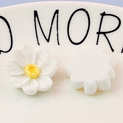 Белый Непрозрачные кабошоны из смолы, цветок, белые, 20x20 мм