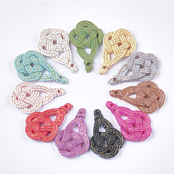 Mixed Color Resin Pendants, Imitation Woven Rattan Pattern, Chinese Knot Style, Teardrop, Mixed Color, 32.5x20x4mm, Hole: 1.6mm