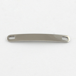 Stainless Steel Color Tarnish Resistant Curved Rectangle 201 Stainless Steel Blank Tag Links connectors, Stainless Steel Color, 49x6.3x1mm, Hole: 2.5x4.5mm
