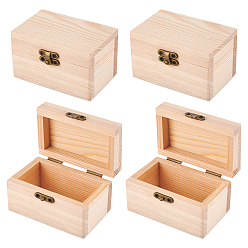 Цвет Древесины Сосновый ящик, откидная крышка коробки, с застежкой железа, прямоугольные, деревесиные, 9x5.4x5.2 см