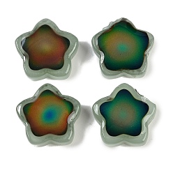 Разноцветный Двухцветные стеклянные бусины для настроения, звезда, чувствительные к температуре бусины, меняющие цвет, красочный, 14x14.5x5 мм, отверстие : 1.2 мм